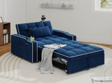 Corduroy Pull-Out Sleeper Chair With Pillow, Brushed Stainless Steel Cup Holder, Phone Stand & Usb 76582109