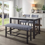 ZUN Grey and Weathered Espresso Counter Height Bench B062P189114