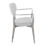 Savannah Contemporary Chair in Grey Brushed Wood and Light Grey Fabric with Silver Accent by B202P223649