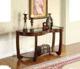 Dark Cherry 1pc Sofa Table Open Bottom Shelf Glass Insert Top Cocktail Table Living Room Furniture B011P246327