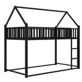 Twin size House Floor Bed with Detachable Slats, Versatile Metal House bed with Guardrails, W1580P324213