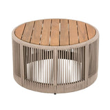 Outdoor Rattan rope & Acacia Wood Coffee Table - Patio Balcony Furniture for Garden, Yard, Balcony N770P298632B