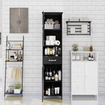 ZUN Double Door Narrow Height Slim Floor Standing Cabinet with 2 Adjustable Shelves-Black W282P171953