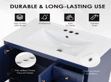 30" Blue Bathroom Vanity with Ceramic Sink - Soft-Close Drawers, Solid Wood Frame, Multi-Organizer W2896P344081