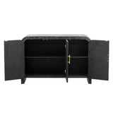 ZUN TREXM Retro Minimalist Curved Sideboard with Gold Handles and Adjustable Dividers for Living Room or WF317093AAB