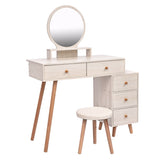 ZUN CRAZY ELF Makeup Vanity Table with Cushioned Stool, Large Capacity Storage Cabinet, 5 Drawers, Large W93642092