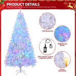 ZUN 8 FT Pre-lit Artificial Christmas Tree, APP Controlled Xmas Tree Hinged Branches with 500 RGB Lights 34343736