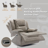 3 Seater Home Theater Recliner Manual Recliner Chair with a LED Light Strip Two Built-in Cup Holders WF323623AAE