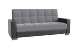 PrimeNest NimbusFlow Upholstered Convertible Sofabed with Storage, Grey/Black-PU Polyester B030P286521
