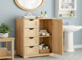 Natural wood color, MDF with melamine veneer, 56*30*80cm, 4 drawers, 1 door, bathroom vanity 73377159