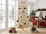 6ft Gold Iron Christmas Tree with Bow on Top, PVC Christmas Tree 46546084