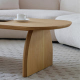 Modern minimalist solid wood coffee table, Oval-Shaped living room coffee table, Creative curved W2664P346448