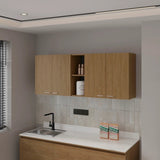 Natural Oak Wall Cabinet kitchen in Melamine with 4-Door and Open Storage B062P290289