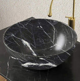 14'' Bathroom Bowl Ceramic Sink with Stone Pattern, No Faucet, Matte Black W2615P322667