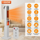 Fast Heating Oscillating Space Heater - 120&deg Wide Angle 30% Faster Warmth, 3D Flame, 5 Timer & 74413816