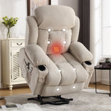 Power Lift Recliner Chair with Heat and Massage Electric Fabric Recliner Chair for Elderly with Side W1521P303189