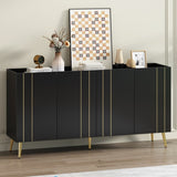 ON-TREND Luxurious Shoe Cabinet with 5 Metal Legs, Modern TV Stand with 4 Adjustable Shelves for TVs N721P191139B