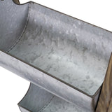 Farmhouse Foldable Reed Galvanized and Wood Ladder Planter 14.2" x 7.5" x 70.9" W2078P322239