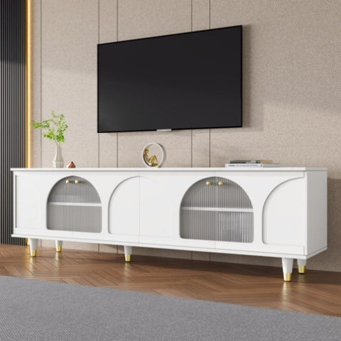 ZUN ON-TREND Contemporary TV Stand Adjustable Shelves for TVs Up to 78'', Stylish Media Console WF325998AAK