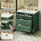 30'' Bathroom Vanity with Ceramic Sink Combo, Free Standing Single Vanity Set with 3 Drawers, Solid N710P246209F