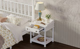 Retro Style Nightstand with Drawer and Open Shelf for Bedroom, Bedside Table with Turned Legs and N733P206240K