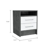 ZUN Eter Nightstand , End Table, Side Table Superior Top, Two Drawers -Smokey Oak / White B20092016