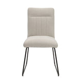 Modern Design Beige Fabric Upholstered Side Chairs 2pc Set, Tabular Black Finish Metal Legs Casual B011P199730