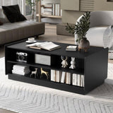U-Can Modern Rectangle Coffee Table 4 Drawers and 2 Display Shelves, 47.2" Wood Coffee Table N724P286421B
