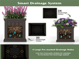 Set of 2 Stackable PP Planters with Efficient Drainage Holes, Weather-Resistant Flower Pots for 62103503