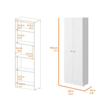 ZUN Buxton Rectangle 2-Door Storage Tall Cabinet White B06280488