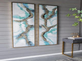Set of 2 Elongated Modern Abstract Oil Painting,, Rectangle Framed Wall Art, 20" x 71" W2078130293