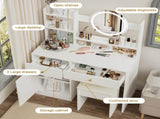 Fashion Vanity Desk with Mirror Lights for Makeup Cushioned Chair, Vanity Mirror with Lights W2699P214618