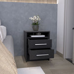 ZUN Nightstand 23.6" H, with 2 Drawers and 1 Shelf, Black B097P250851