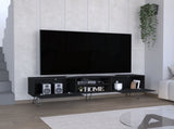 Waco TV Rack, Hairpin Stand with Spacious Storage and Cable Management Holes, Black B097P167461
