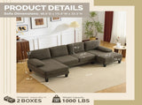 U-Shaped Convertible Sectional Sofa with 2 Chaise Lounges, 4-Seater Modular Couch with Removable & 97244480