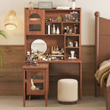 Computer Desk with 90 Degree Rotating Desktop, 43x70 Inch Office Desk with Storage Drawer and N733P279101D