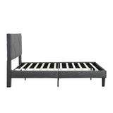 ZUN Queen Size Upholstered Platform Bed Frame with Headboard, Strong Wood Slat Support, Mattress W2297141354