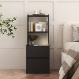 Nightstand with Charging Station, Smart Nightstand with Night Light, Modern Night Stand with W1321P151791