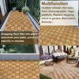 30 PCS Interlocking Deck Tiles Checker Pattern, 12" x 12" Square Yellow Acacia Hardwood Outdoor W2391P160548