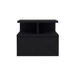 ZUN Adele Floating Nightstand , End Table, Side Table Drawer, Open Top Shelves -Black B20092134