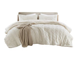 2 Pieces Twin Cable Knit Chenille Comforter Set,Ivory B035P381299