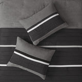 7 PC Pieced Faux Suede Comforter Set Black Cal King B03596986