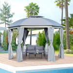 ZUN 144x144 Inch Round Outdoor Gazebo, Patio Dome Gazebo Canopy Shelter with Double Roof, Netting 20014471