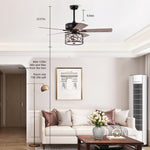 ZUN 52'' Low Profile Ceiling Fan with Lights,Blade Dark Wood Ceiling fan W1592P154458