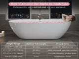 55" Acrylic Freestanding Bathtub, Oval Deep Soaking Bathtub with Center Pop-up Drain & Integrated W1920P386230