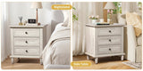 Retro white P2 particle board with 3D paper solid wood legs 63*44.5*68.5CM three drawers bedside 88604508