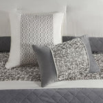 ZUN 5 Piece Textured Jacquard Stripe Comforter Set with Throw Pillows-King/Cal King B035P280387