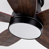 Hot sales 32 Inch Modern Black Ceiling Fan With Light 3 Solid Wood Blades Remote Control Reversible W2991P338638