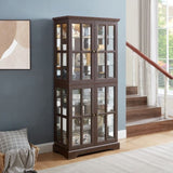 ZUN Curio Display Cabinet,Antique Display Cabinet with Glass Doors Adjustable Shelves for Collectibles W2275P231688