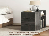 Vividwood Narrow End Table with 3 Drawers, Wood Side Table with Storage Shelves for Living Room, T5618P505962